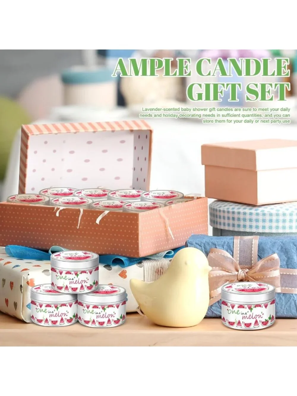 Lavender Scented Baby Shower Candles | Rustic Tealights for Guests | 24 Pcs